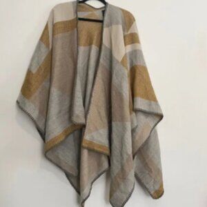 Cape Shawl Plaid multi color nude aesthetic coverup layering poncho winter warm